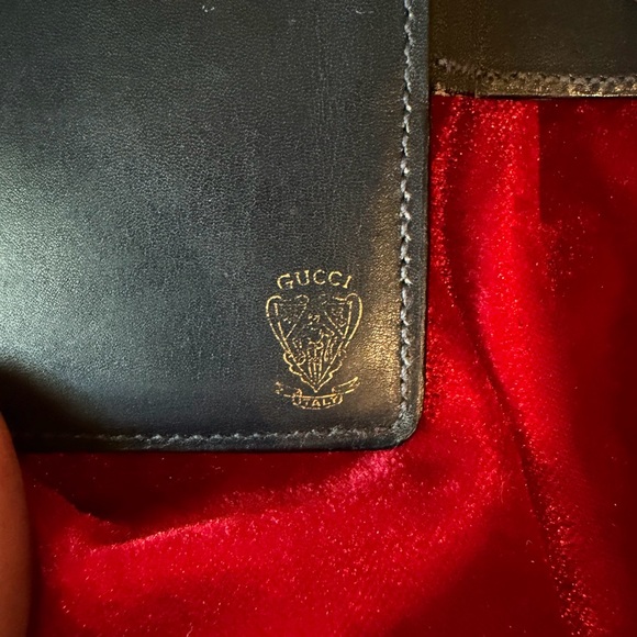 Vintage Gucci Beige and Dark blue Monogram Card Holder